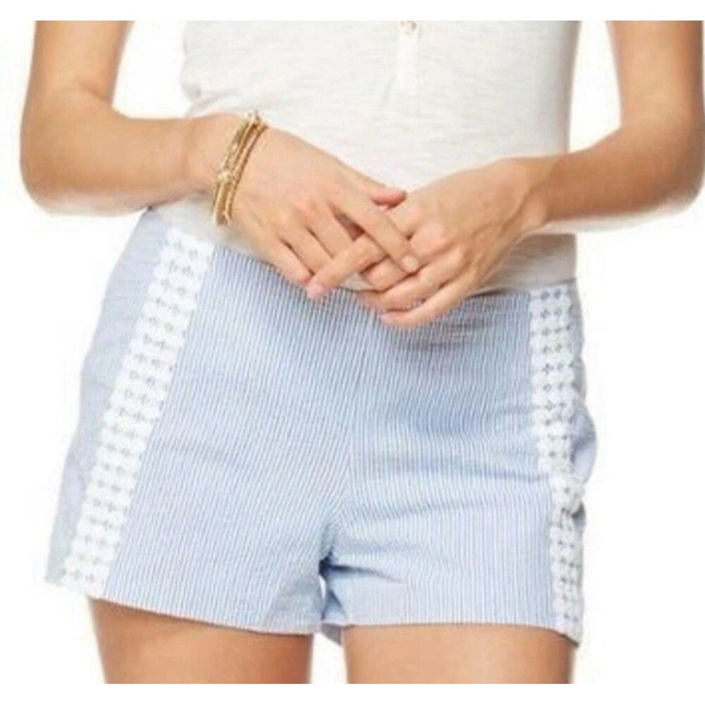 Lilly Pulitzer Liza Shorts In Blue And White Stripe Sz 00